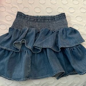 Aerie Denim Ruffle Skirt